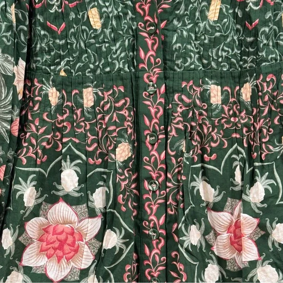 green pineapple garden long sleeve mini dress FARM RIO Pineapple Garden Long Sleeve Mini Dress In Green